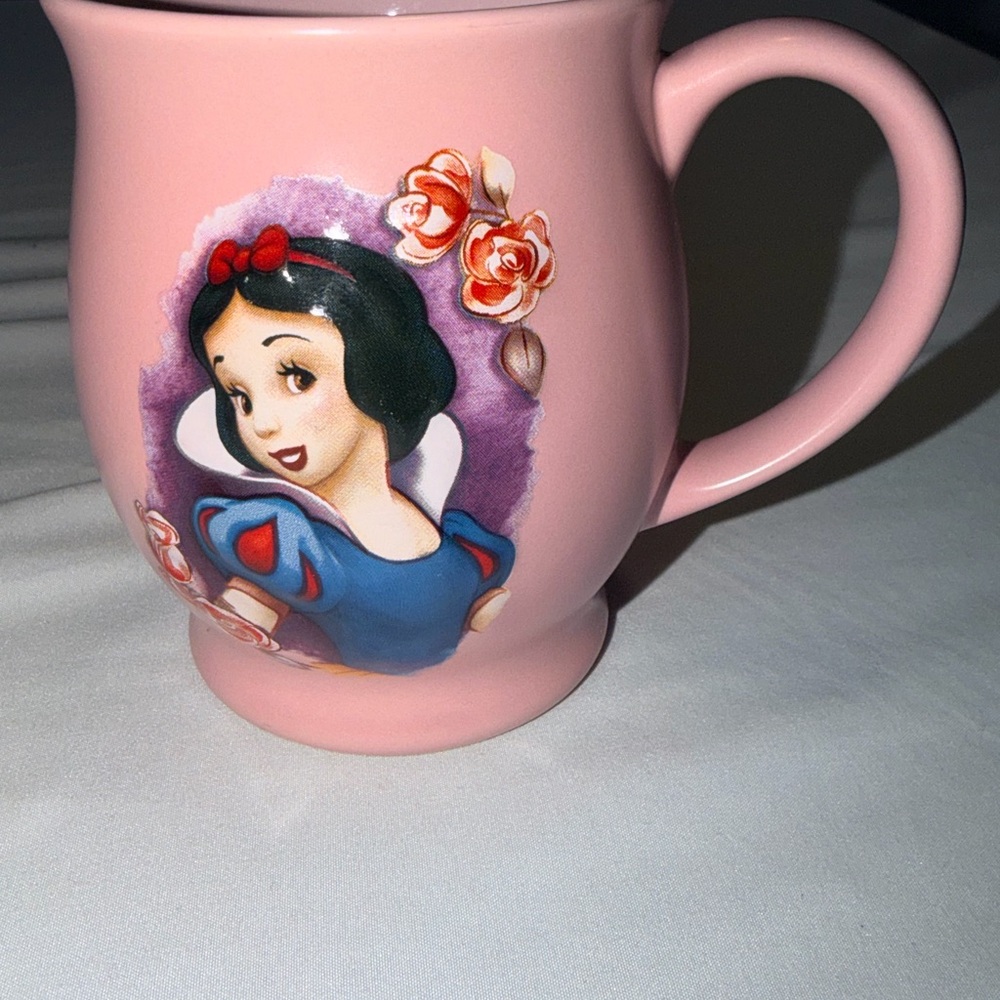 Disney Store Pink Mug with Snow White Design Raised Embossed
